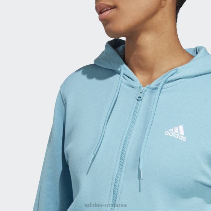 Adidas hanorac liniar cu fermoar complet French Terry, albastru femei albastru alb 2JBN16394