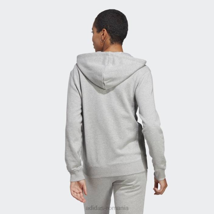 Adidas hanorac liniar cu fermoar plin, gri mediu, adidas femei gri mediu/alb 2JBN16665