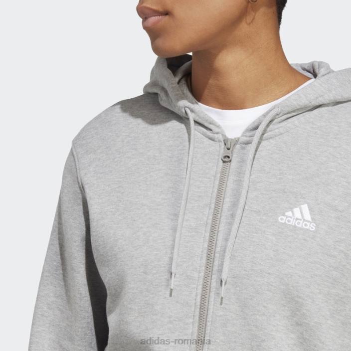 Adidas hanorac liniar cu fermoar plin, gri mediu, adidas femei gri mediu/alb 2JBN16665