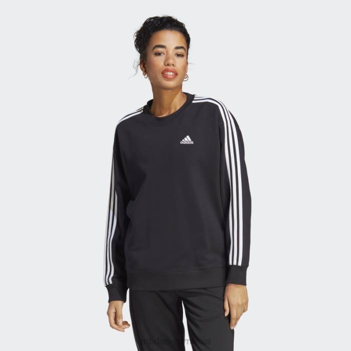 Adidas hanorac negru cu 3 dungi essentials femei alb negru 2JBN16388