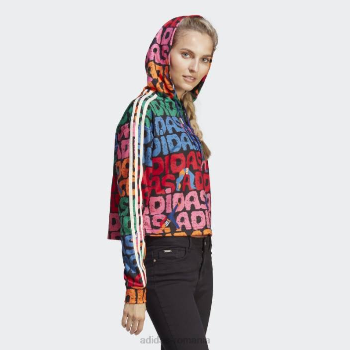 Adidas hanorac negru cu 3 dungi farm rio femei negru/stacojiu 2JBN9799