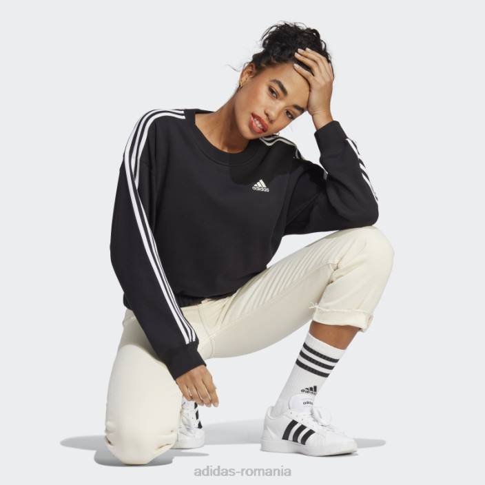 Adidas hanorac negru cu trei dungi adidas femei alb negru 2JBN16827