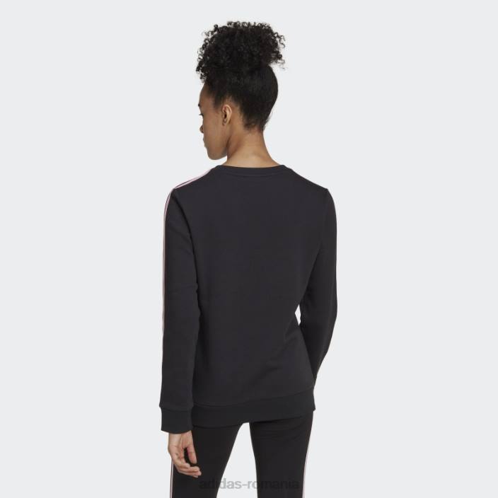 Adidas hanorac negru din fleece cu 3 dungi femei negru/roz adevărat 2JBN10030