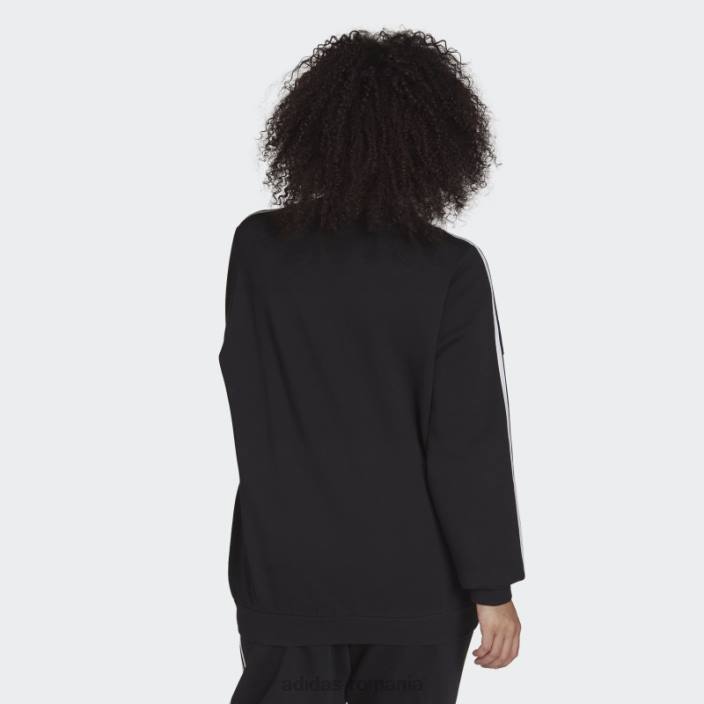 Adidas hanorac negru din lână cu 3 dungi (plus mărime) femei alb negru 2JBN9893