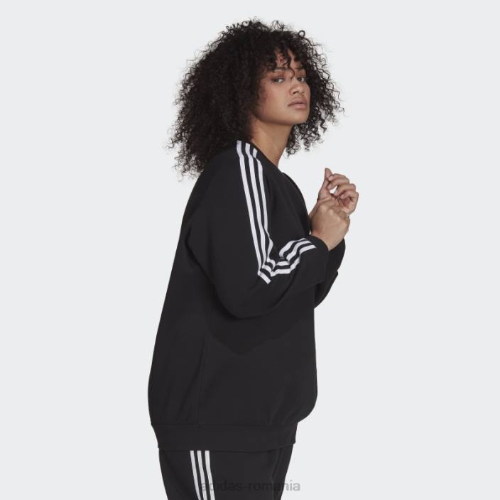 Adidas hanorac negru din lână cu 3 dungi (plus mărime) femei alb negru 2JBN9893