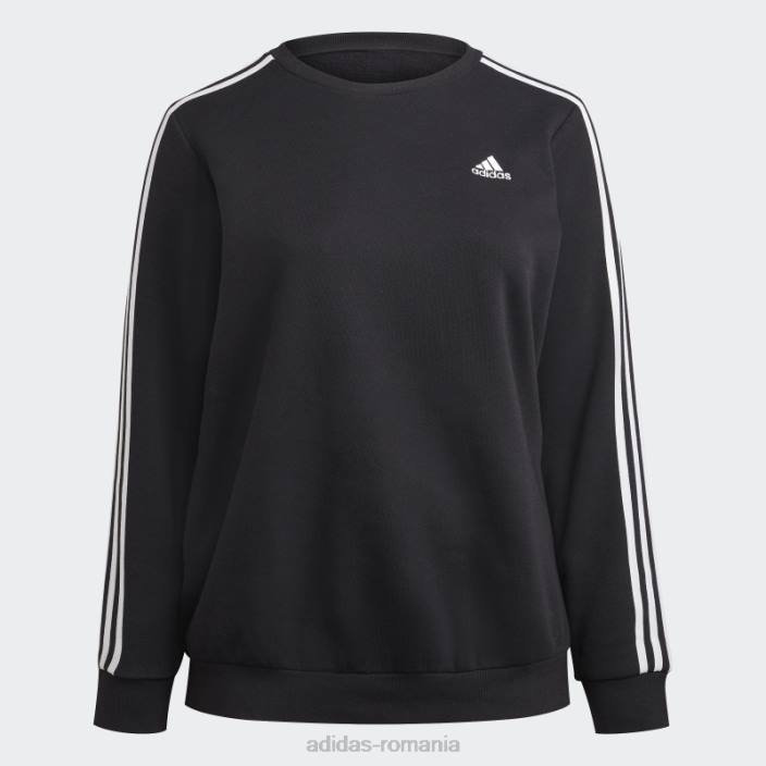 Adidas hanorac negru din lână cu 3 dungi (plus mărime) femei alb negru 2JBN9893