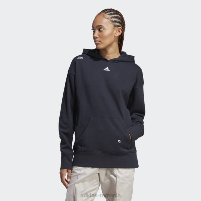 Adidas hanorac negru relaxat, cu grafică inspirată de cristale vindecătoare femei alb negru 2JBN8980