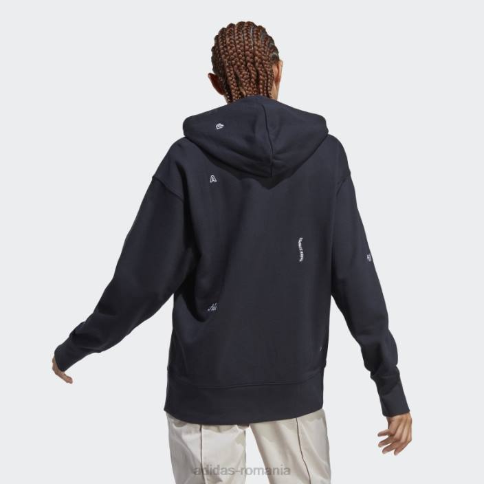 Adidas hanorac negru relaxat, cu grafică inspirată de cristale vindecătoare femei alb negru 2JBN8980