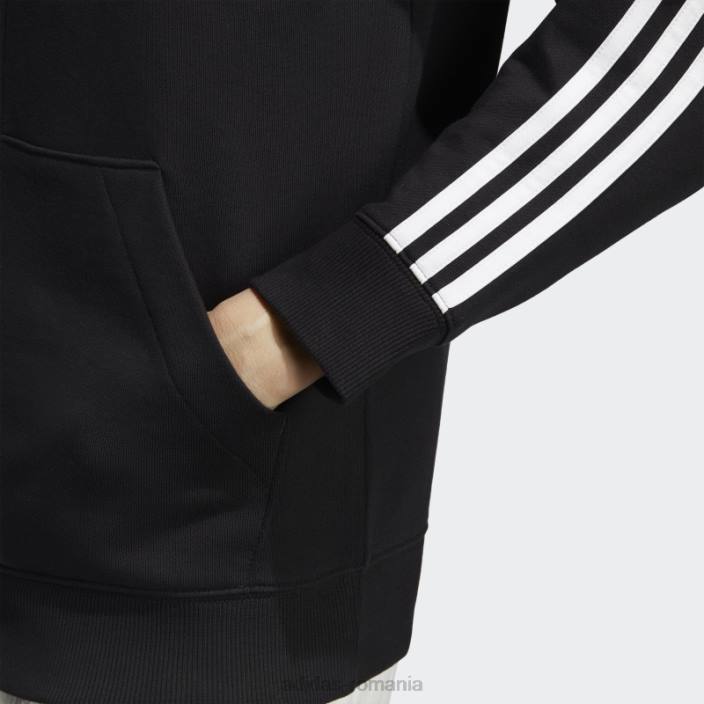 Adidas hanorac obișnuit, cu fermoar complet, cu trei dungi, negru, French Terry femei alb negru 2JBN16469