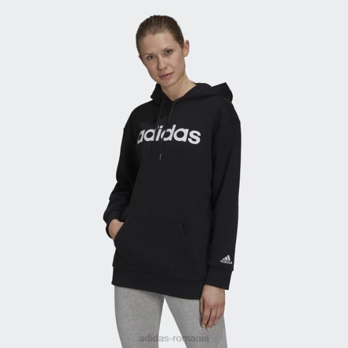 Adidas hanorac oversize din fleece black essentials femei alb negru 2JBN10259