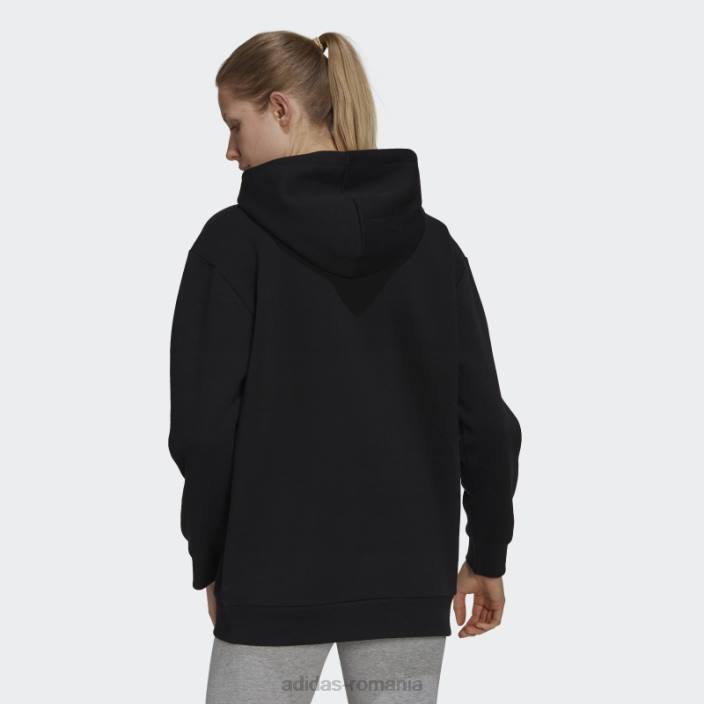 Adidas hanorac oversize din fleece black essentials femei alb negru 2JBN10259
