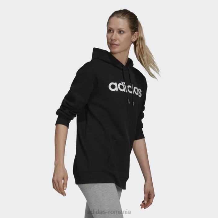 Adidas hanorac oversize din fleece black essentials femei alb negru 2JBN10259
