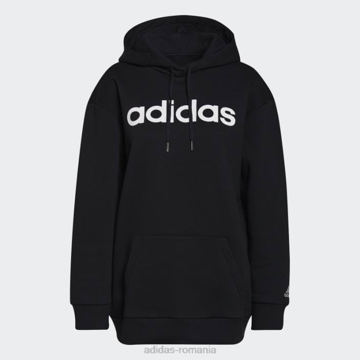 Adidas hanorac oversize din fleece black essentials femei alb negru 2JBN10259