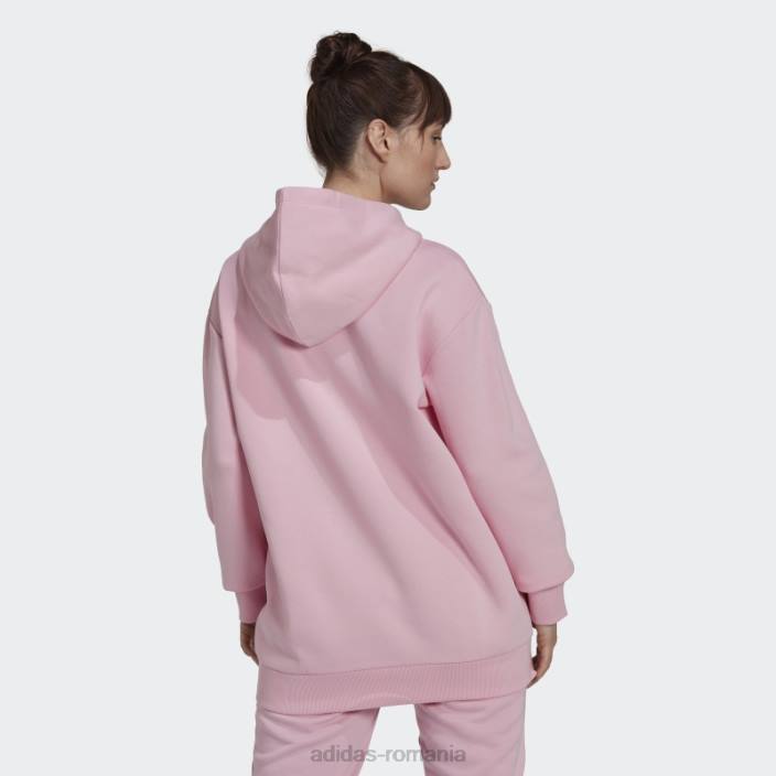 Adidas hanorac oversize din fleece essentials, roz adevărat femei roz/alb adevărat 2JBN10333