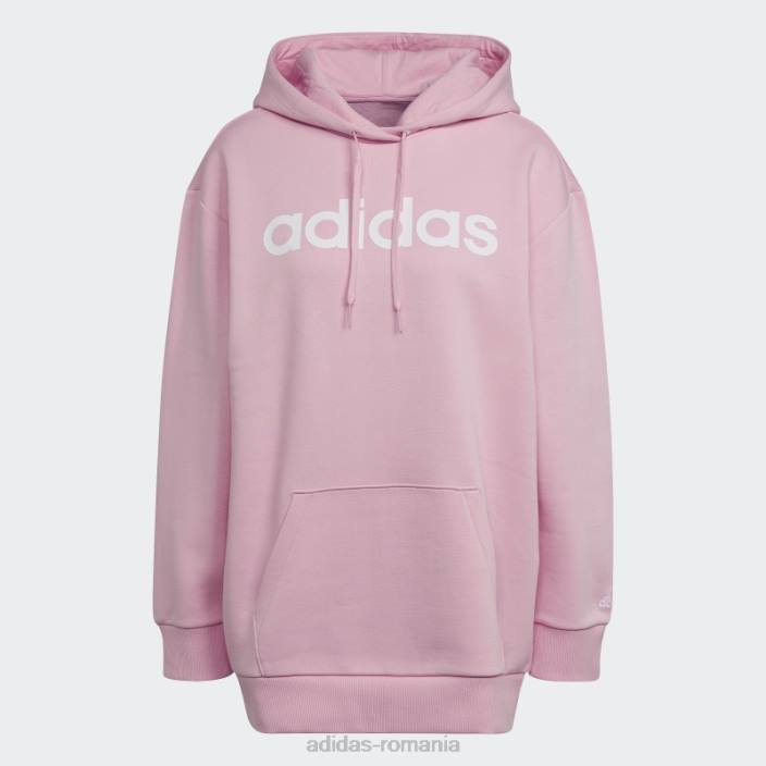 Adidas hanorac oversize din fleece essentials, roz adevărat femei roz/alb adevărat 2JBN10333