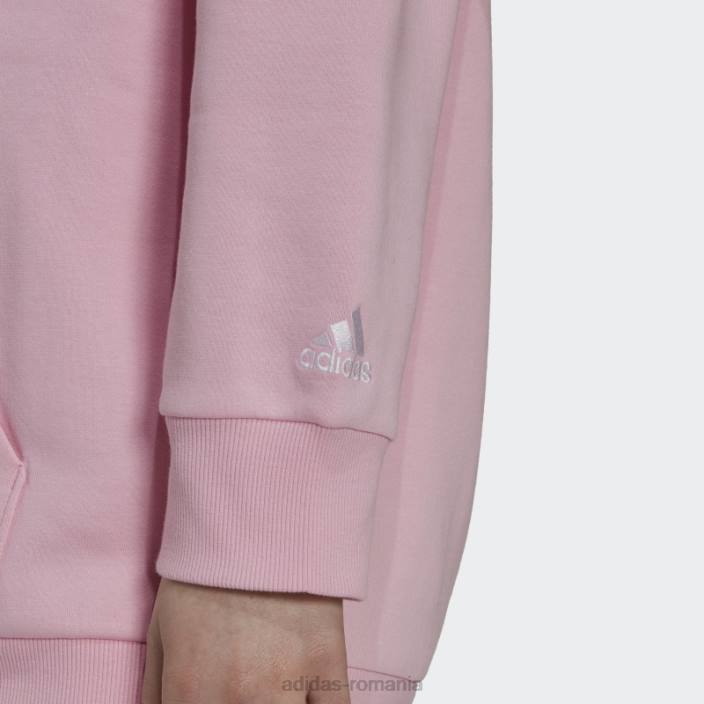 Adidas hanorac oversize din fleece essentials, roz adevărat femei roz/alb adevărat 2JBN10333