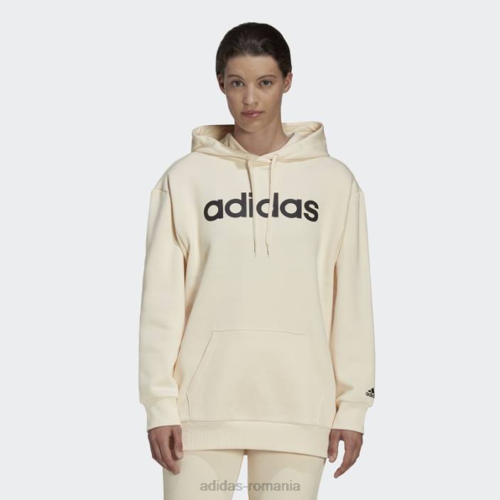 Adidas hanorac oversize fleece essentials tentă ecru femei nuanță ecru/negru 2JBN10346