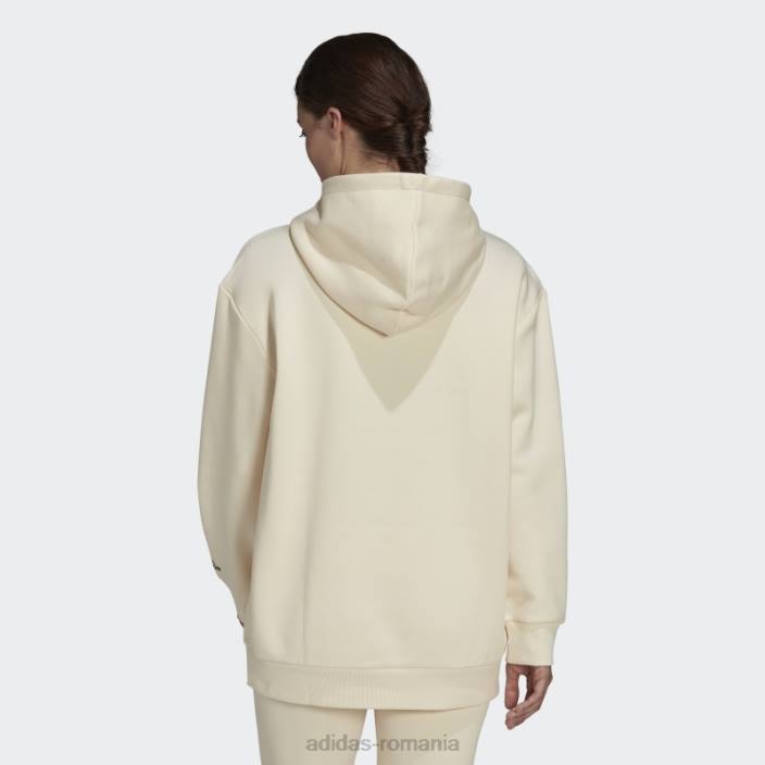 Adidas hanorac oversize fleece essentials tentă ecru femei nuanță ecru/negru 2JBN10346