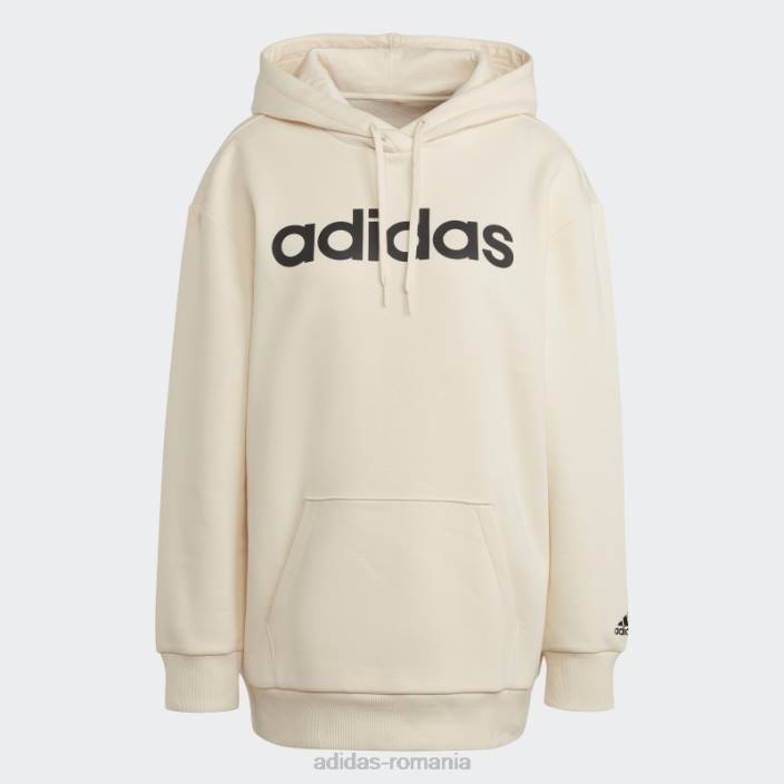 Adidas hanorac oversize fleece essentials tentă ecru femei nuanță ecru/negru 2JBN10346