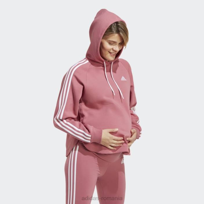 Adidas hanorac roz de maternitate peste cap femei roz/alb 2JBN9364