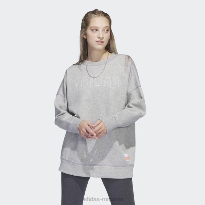 Adidas hanorac sport statement boyfriend crew gri mediu femei gri mediu 2JBN9385