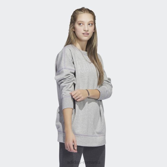 Adidas hanorac sport statement boyfriend crew gri mediu femei gri mediu 2JBN9385