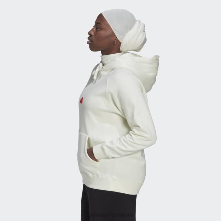 Adidas hanorac supradimensionat alb cu glugă femei alb 2JBN2522