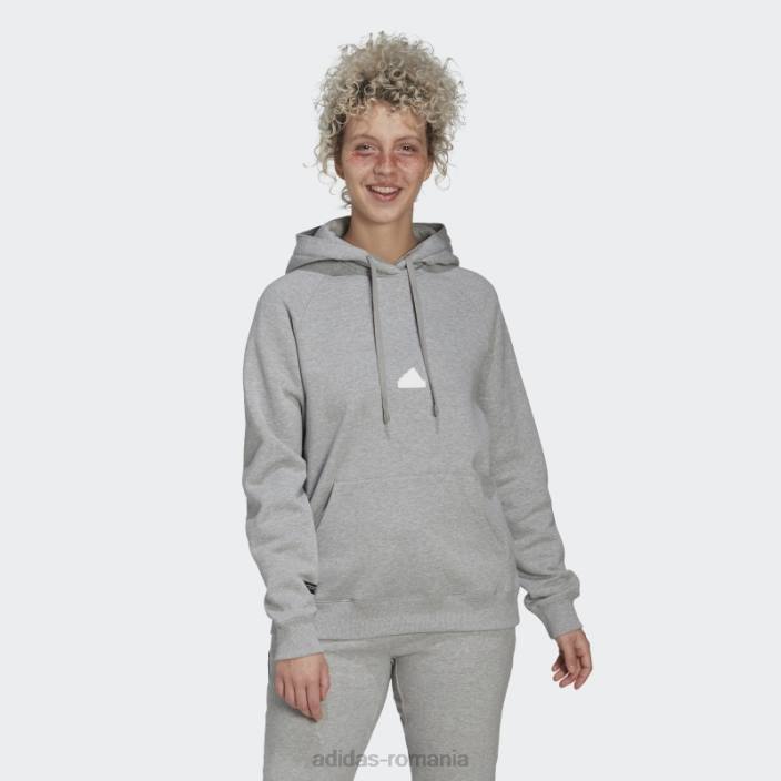 Adidas hanorac supradimensionat cu glugă gri mediu adidas femei gri mediu 2JBN2634