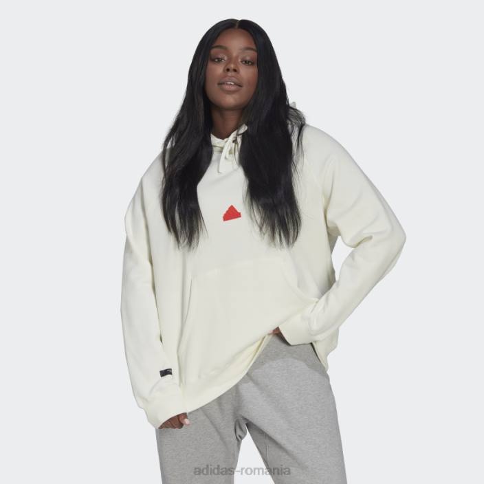 Adidas hanorac supradimensionat cu glugă (plus mărime) alb adidas femei alb 2JBN2592