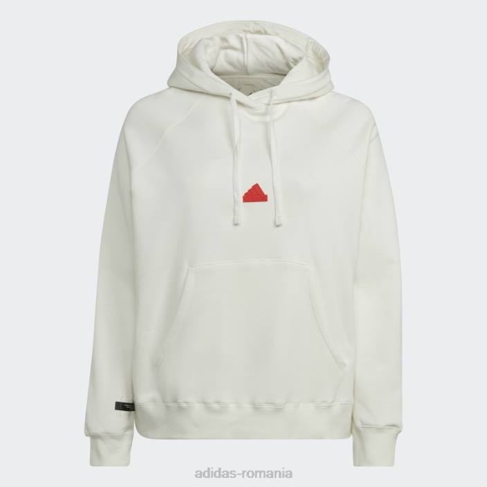 Adidas hanorac supradimensionat cu glugă (plus mărime) alb adidas femei alb 2JBN2592