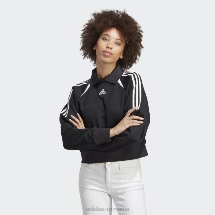 Adidas hanorac track alb moda femei alb negru 2JBN2460