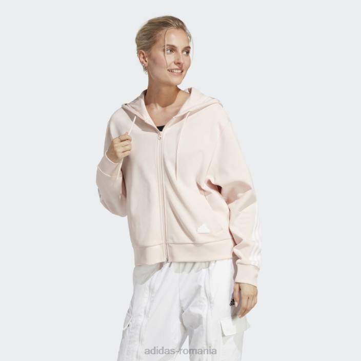 Adidas icoane viitoare 3 dungi cu fermoar cu glugă cuarț femei cuarţ 2JBN9133