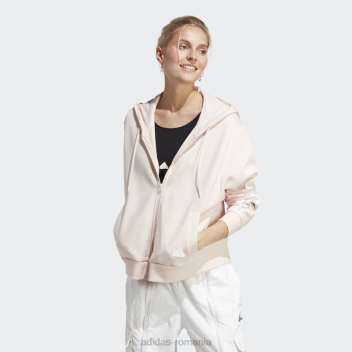Adidas icoane viitoare 3 dungi cu fermoar cu glugă cuarț femei cuarţ 2JBN9133