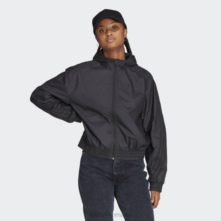Adidas icoane viitoare țesute jachetă de vânt neagră femei negru 2JBN2498