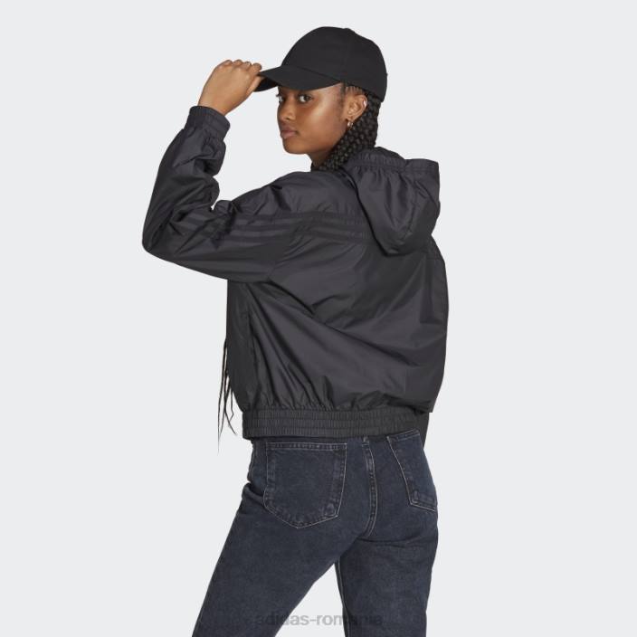 Adidas icoane viitoare țesute jachetă de vânt neagră femei negru 2JBN2498