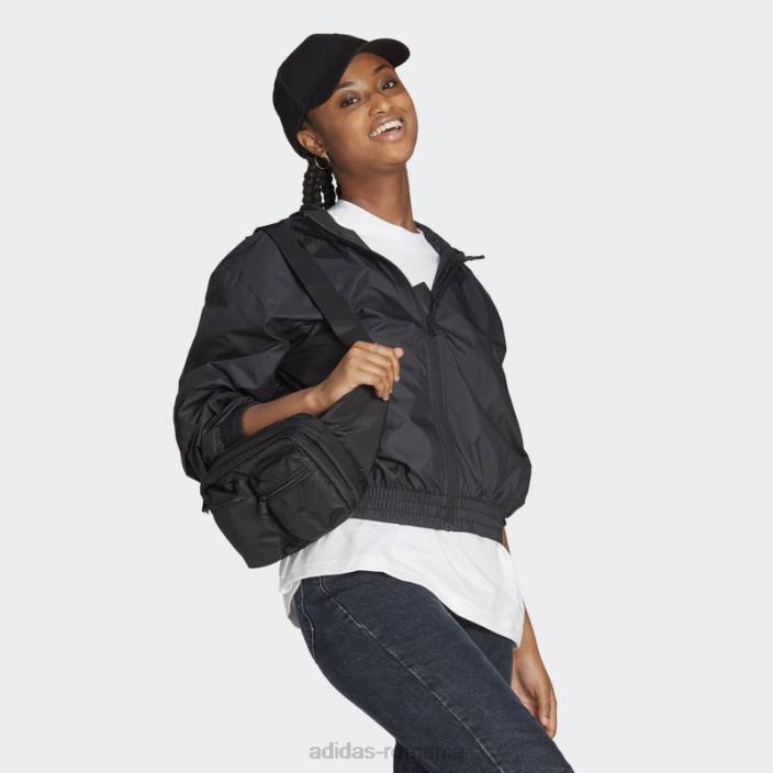 Adidas icoane viitoare țesute jachetă de vânt neagră femei negru 2JBN2498