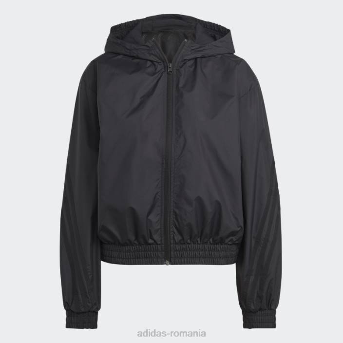 Adidas icoane viitoare țesute jachetă de vânt neagră femei negru 2JBN2498