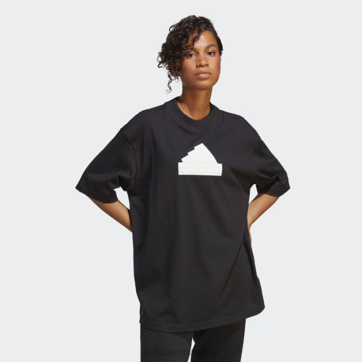 Adidas icoane viitoare insignă de sport boyfriend tricou negru femei negru 2JBN2660