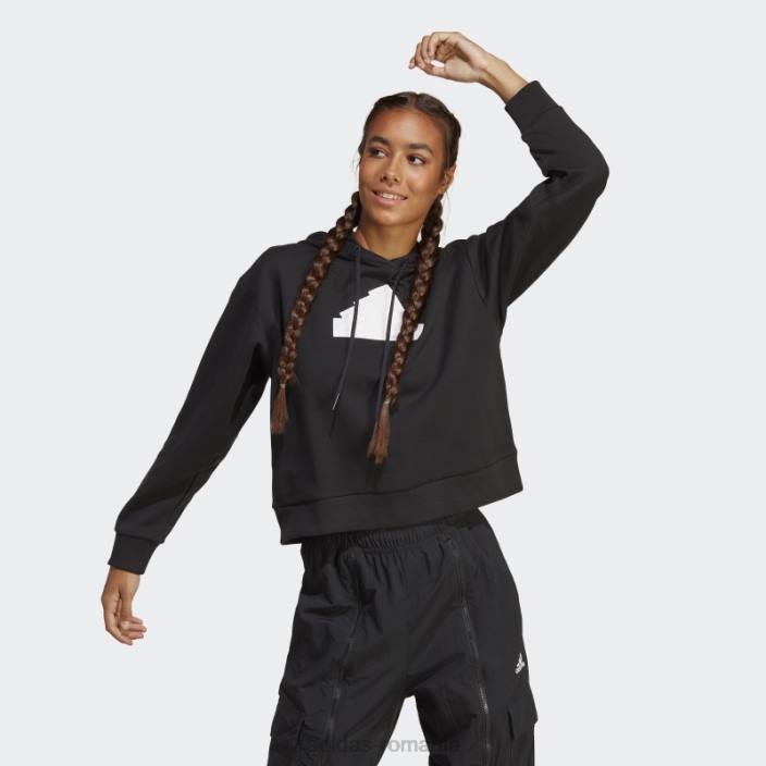 Adidas insignă neagră cu icoane viitoare ale hanoracului sport femei negru 2JBN16961