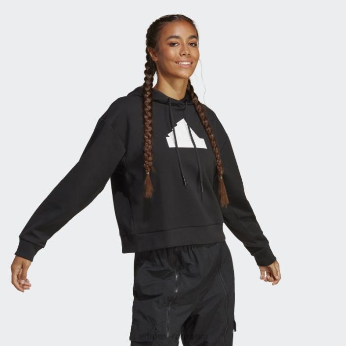 Adidas insignă neagră cu icoane viitoare ale hanoracului sport femei negru 2JBN16961