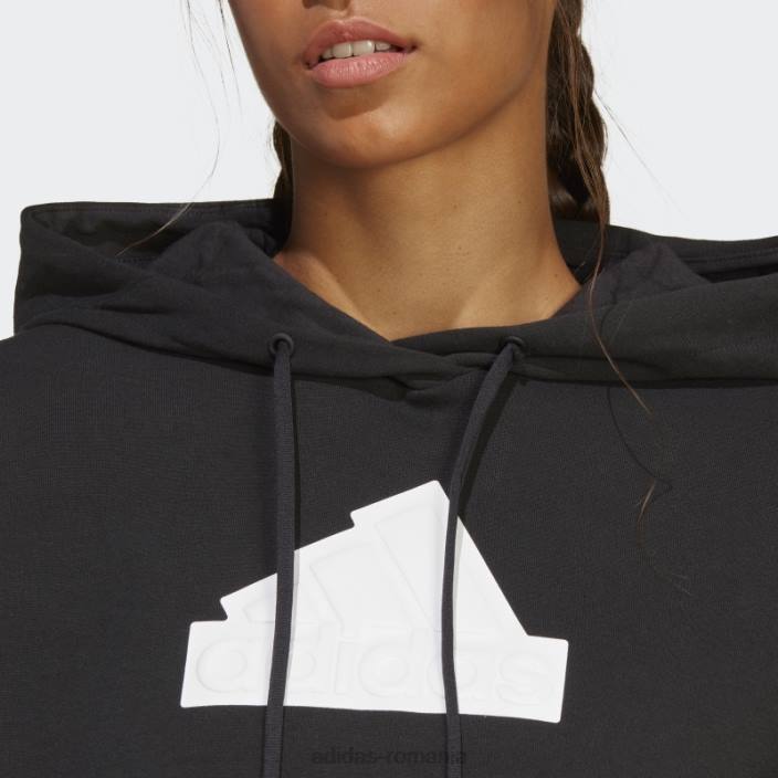 Adidas insignă neagră cu icoane viitoare ale hanoracului sport femei negru 2JBN16961