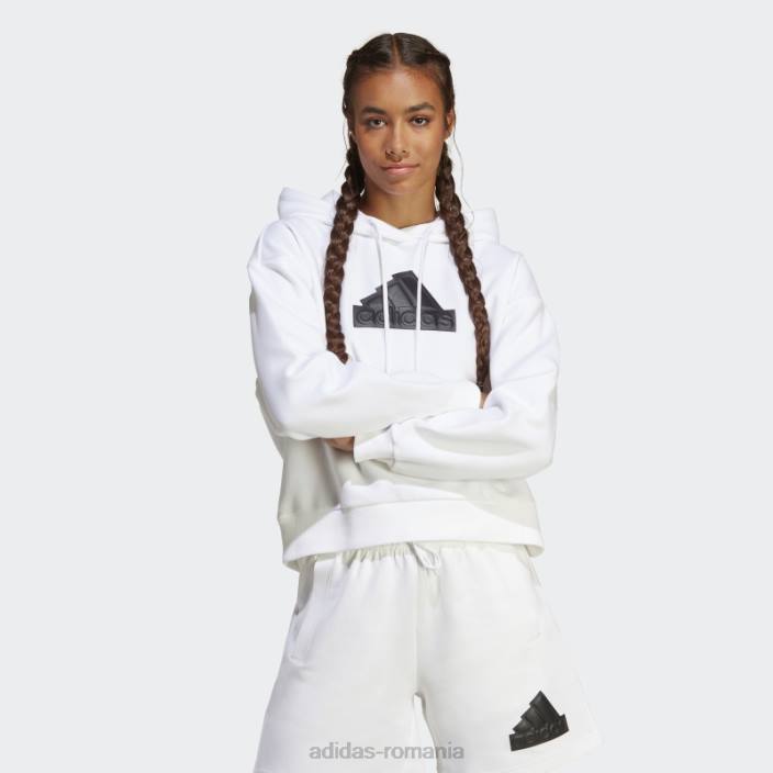 Adidas insigna albă de icoane viitoare ale modului hanorac sport femei alb 2JBN2403