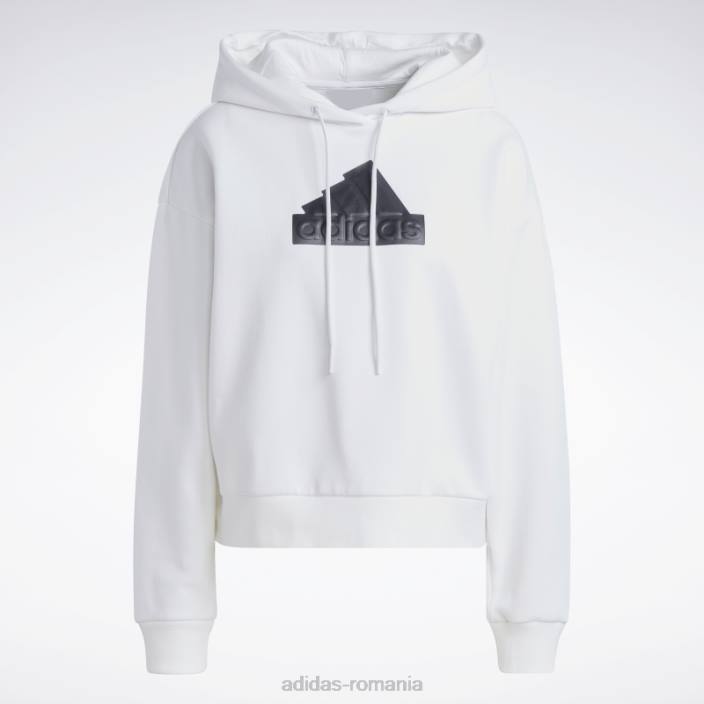 Adidas insigna albă de icoane viitoare ale modului hanorac sport femei alb 2JBN2403