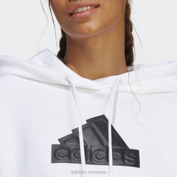 Adidas insigna albă de icoane viitoare ale modului hanorac sport femei alb 2JBN2403