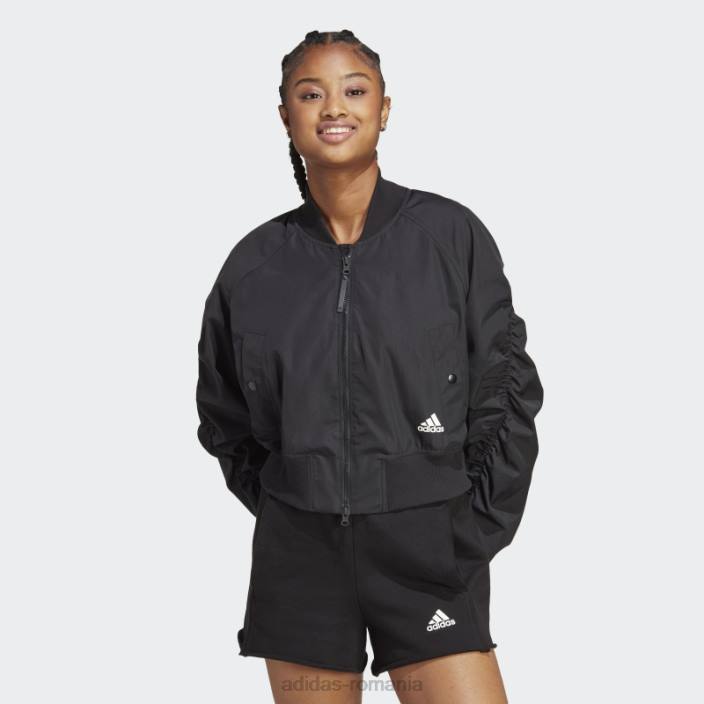 Adidas jachetă bomber colectiv power neagră femei negru 2JBN9607