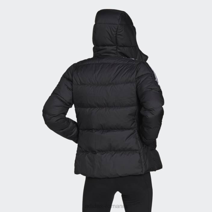 Adidas jachetă cu glugă de puf de greutate medie essentials, neagră femei negru 2JBN17029