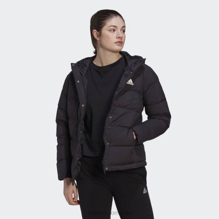 Adidas jachetă de puf cu glugă helionic neagră femei negru 2JBN16820