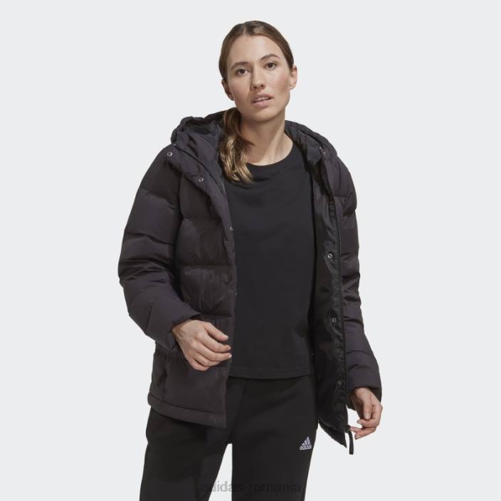 Adidas jachetă de puf cu glugă helionic neagră femei negru 2JBN17023
