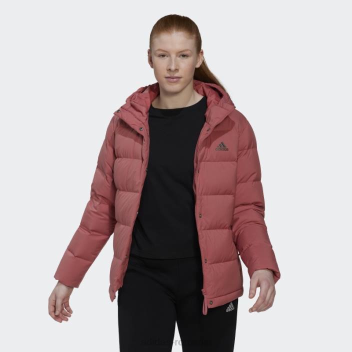 Adidas jachetă de puf cu glugă helionic roșie femei roșu 2JBN17089