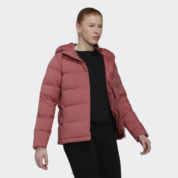 Adidas jachetă de puf cu glugă helionic roșie femei roșu 2JBN17089